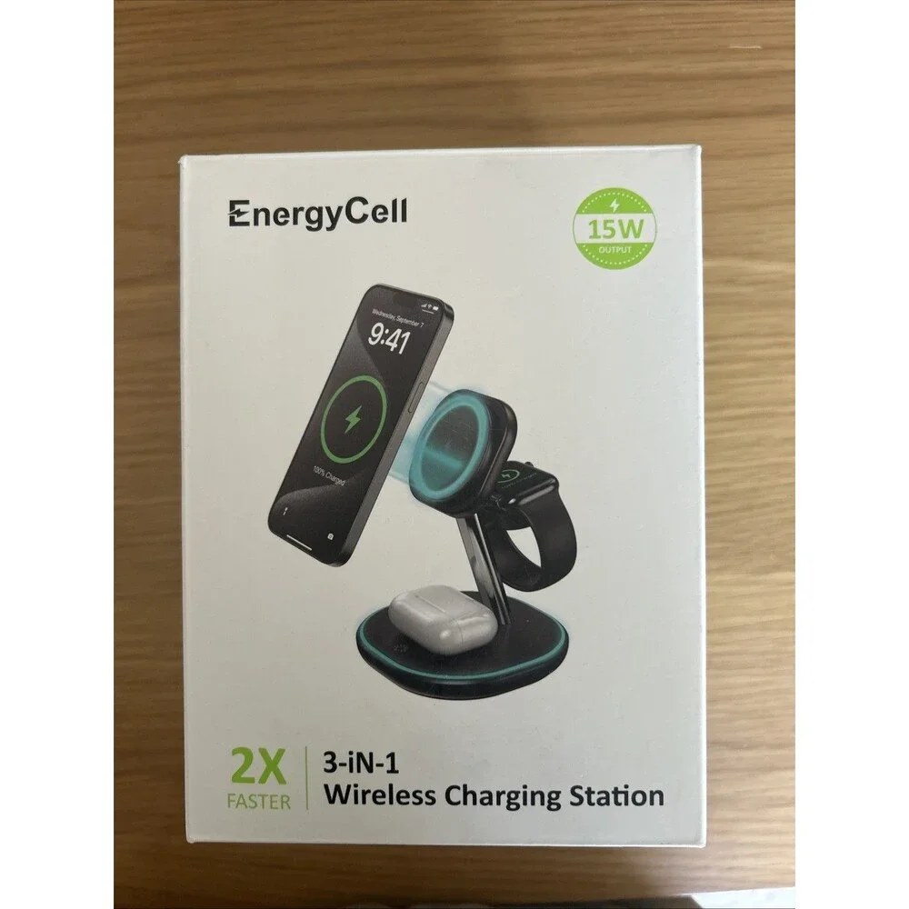 3-in-1 Charging Station, 2X Faster 15W Wireless Charging Station for iPhone 1...